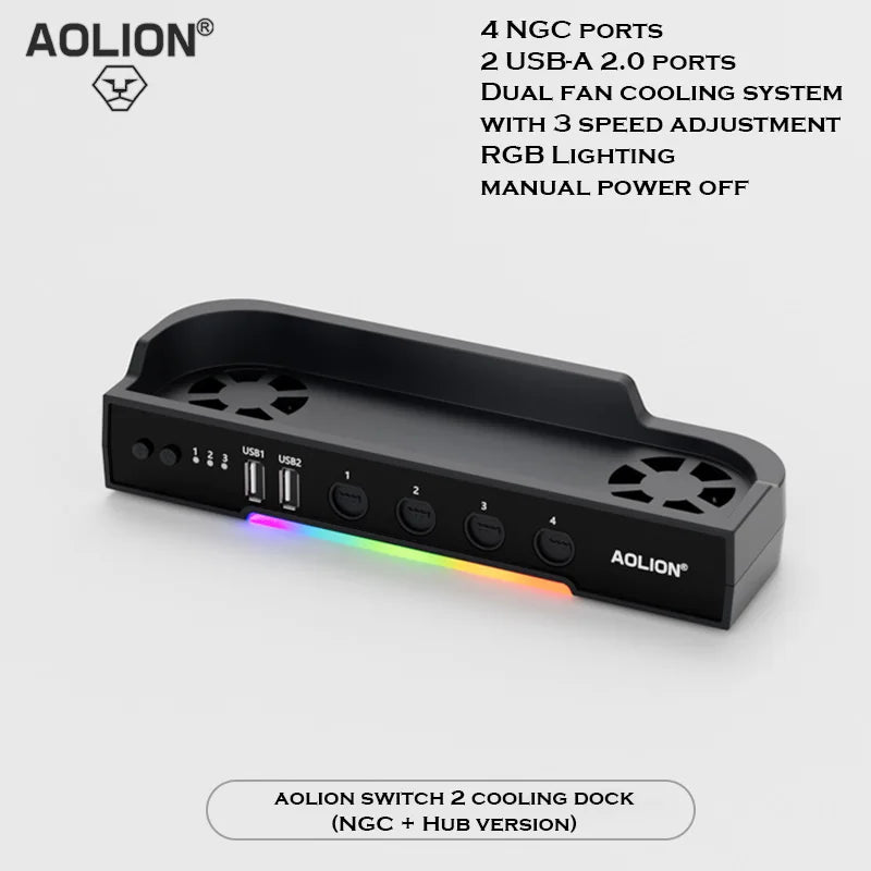 Cooling Fan Base for Nintendo Switch 2 with RGB Light Bracket