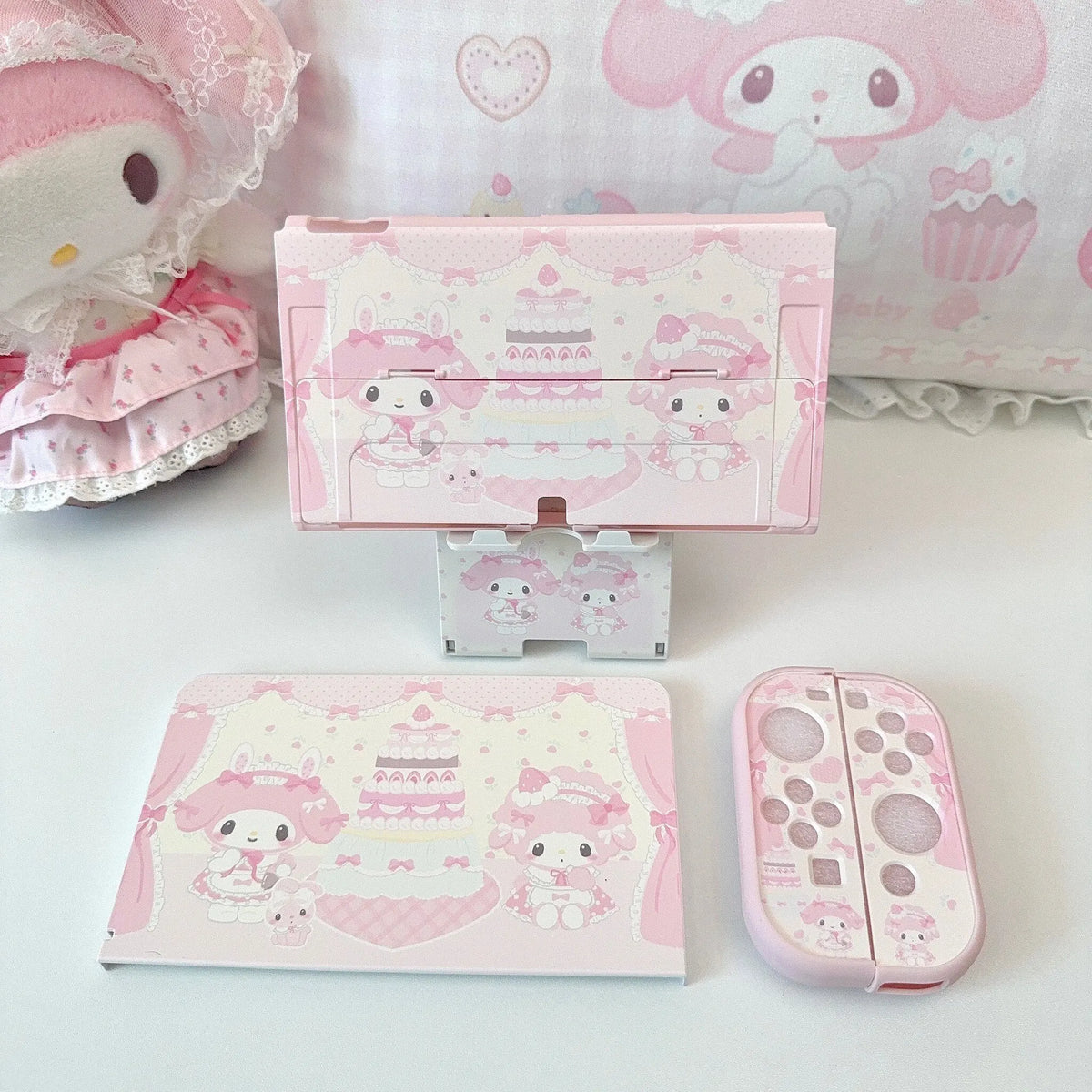Cartoon Switch Pink Protective Case for Nintendo Switch 2/OLED/Lite Consoles Joy-Con Cases Dock Case Console Stand Accessories
