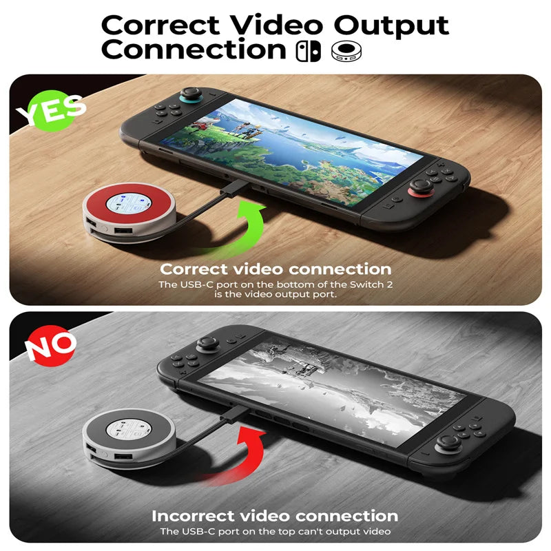 SIWIQU TV Dock Station for Nintendo Switch 2 & Switch 1/ROG Ally/Steam Deck,Smart TFT Status Display,8K@60Hz HDMI, Max 100W PD