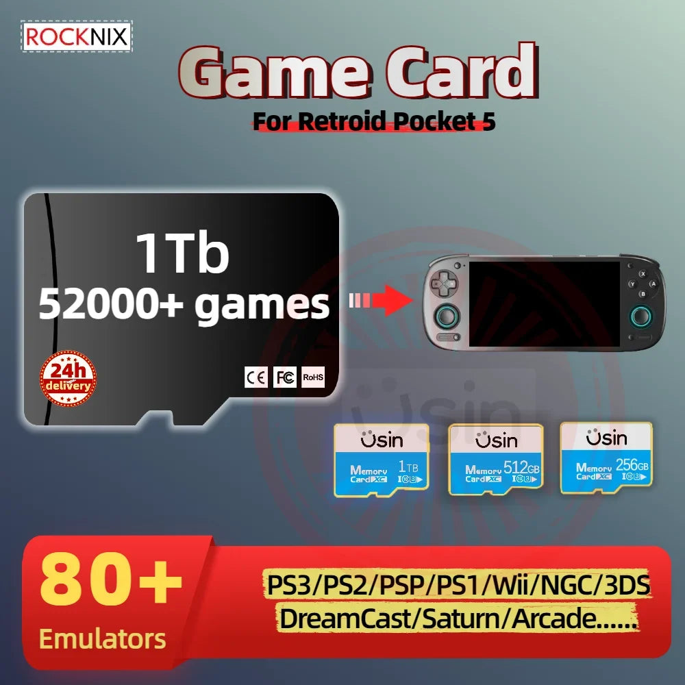 TF Game Card for Retroid Pocket 5, Plug & Play, 80+ Emulators