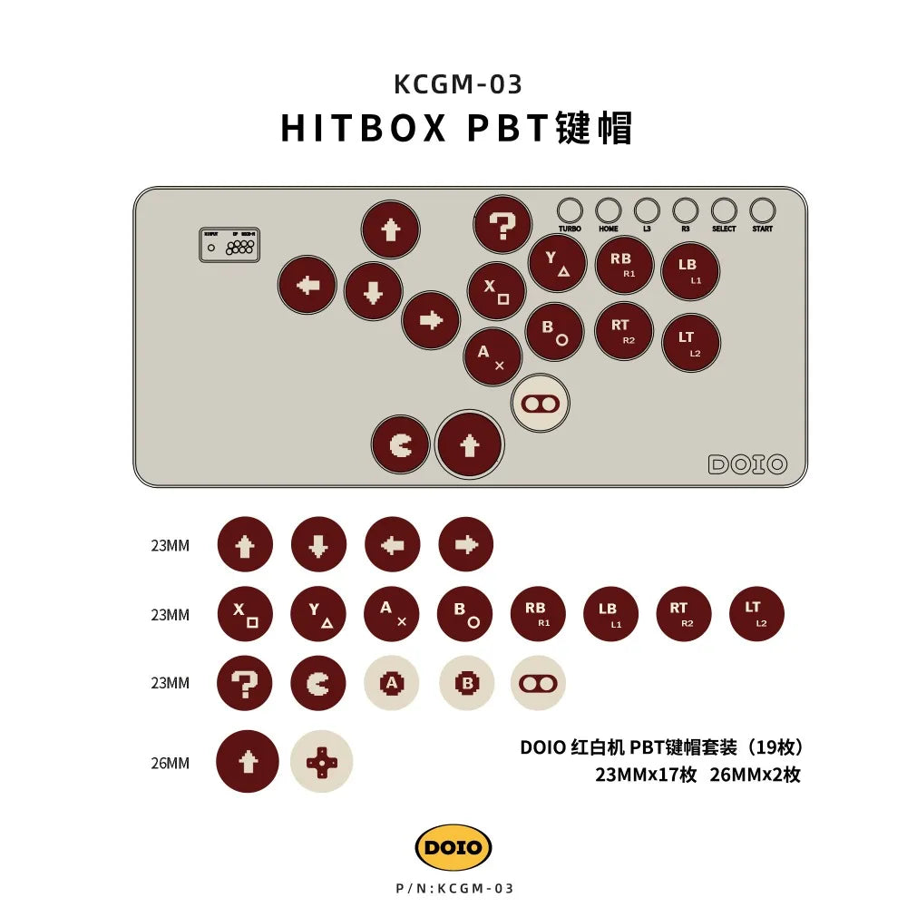 DOIO Hitbox KCGM-03/KCGM-06/KCGM-09 Keycaps 19 Keys PBT Sublimation Mini Keyboard Hitbox Fighting Game Keyboard Accessories