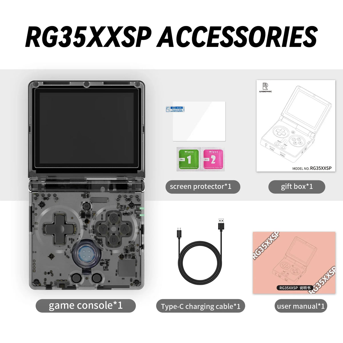 ANBERNIC RG35XXSP Flip Retro Handheld, 3.5 Inch IPS, 64G 5K Games