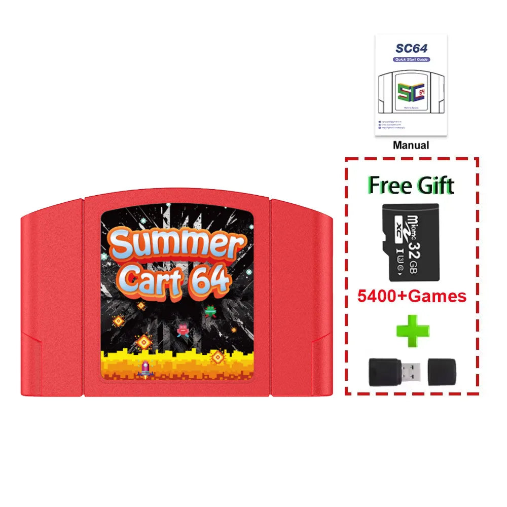 5400 In 1 SummerCart 64 Game Card For N64 Retro Game Cartridge ED 64 For Nintendo 64 With 32GB TF Card No Region Restriction