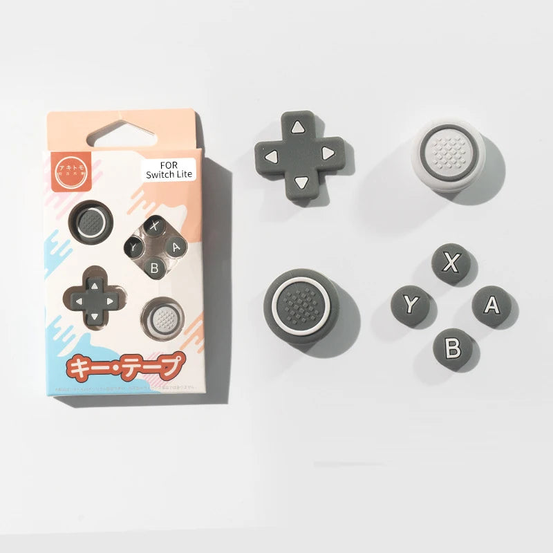 Silicone Soft D-pad Cross Direction Button ABXY Key Sticker Skin Case For Switch Lite Thumb Stick Grip Cap Cover Protector