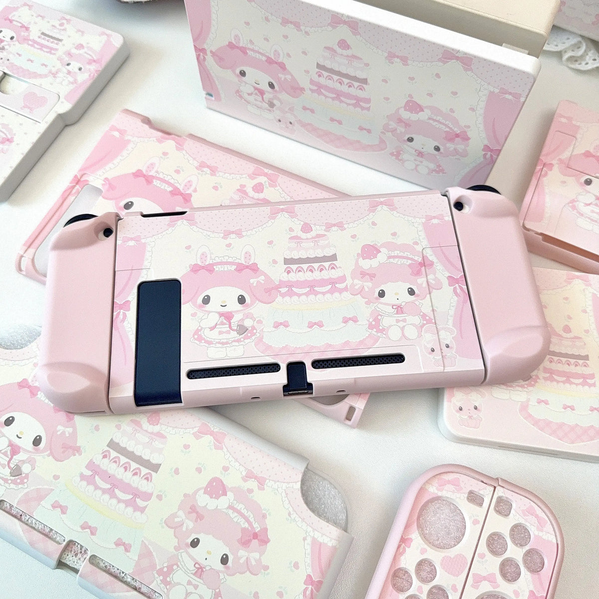 Cartoon Switch Pink Protective Case for Nintendo Switch 2/OLED/Lite Consoles Joy-Con Cases Dock Case Console Stand Accessories