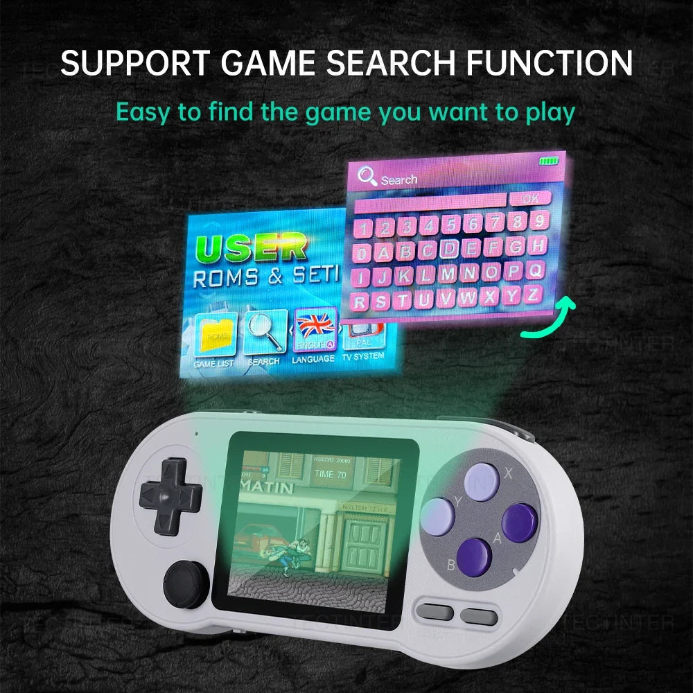SF2000 3 inch IPS Screen Handheld Game Console Mini Portable Game Player Built-in 8000+ Games Retro Game Console AV Output