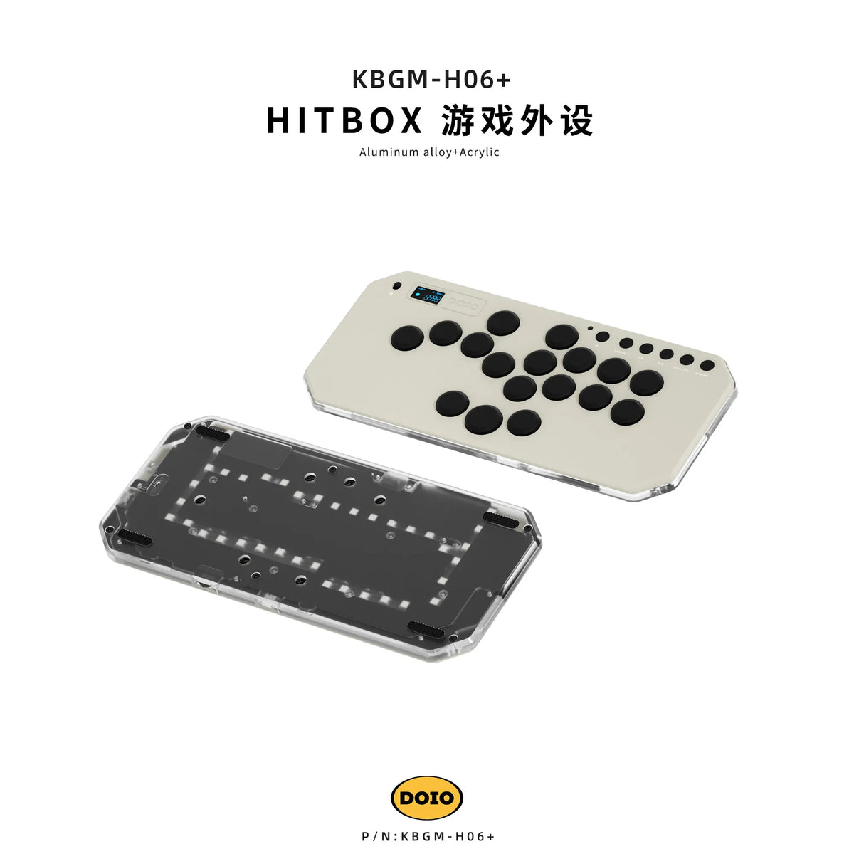 DOIO KBGM-H06+ Aluminum Alloy Wired HITBOX Portable for Street Fighter Gamer Keyboard with Screen Ergonomics Gaming Accessories