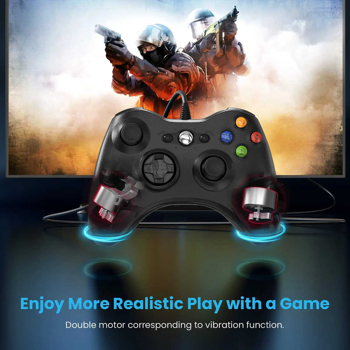 Bonacell Wired Controller for Xbox 360 & Slim, PC, Dual Vibration