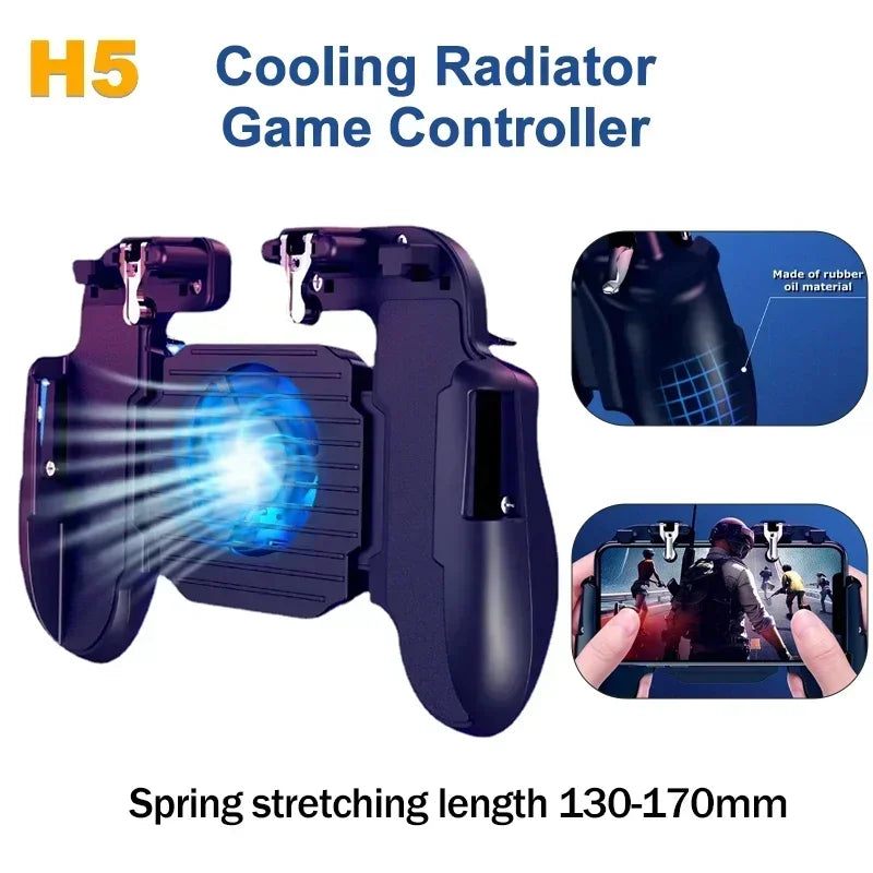 H5 Mobile Phone 4-Finger Gamepad Cooling Fan, iPhone Android