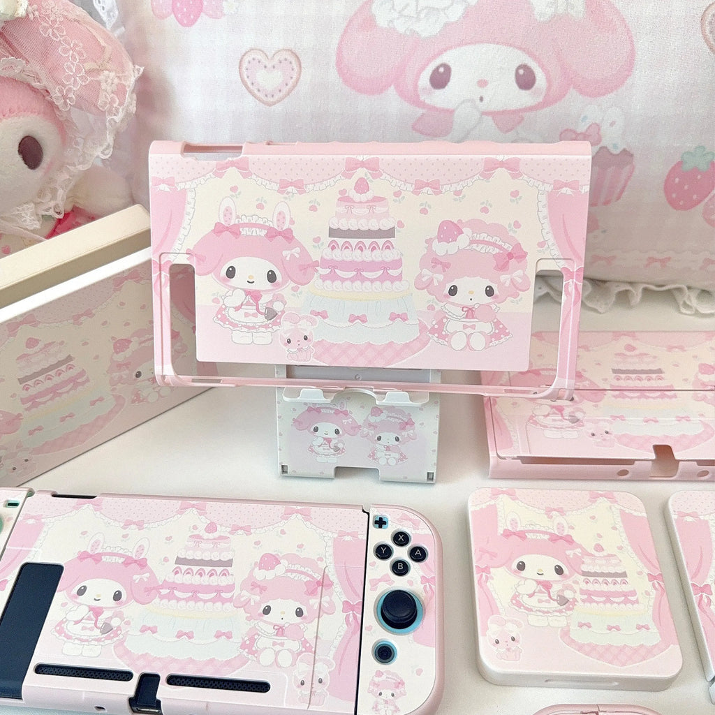 Cartoon Switch Pink Protective Case for Nintendo Switch 2/OLED/Lite Consoles Joy-Con Cases Dock Case Console Stand Accessories