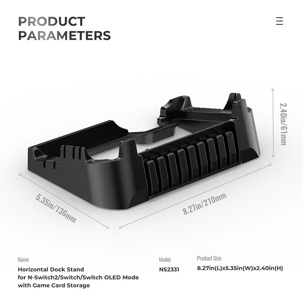 Horizontal Dock Stand for Switch OLED/Switch 2, Card Storage