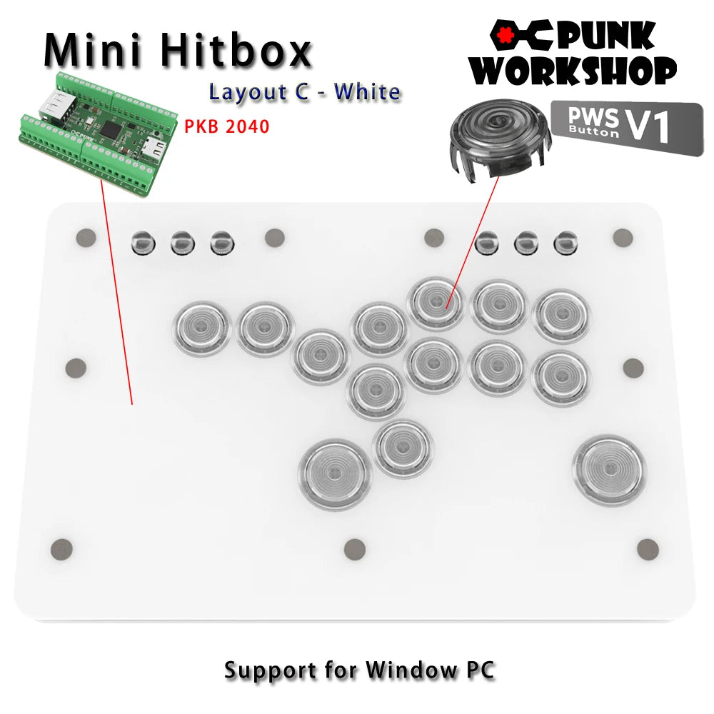 Punk Workshop Mini Hitbox V3 SOCD Fighting Stick for Switch/PC