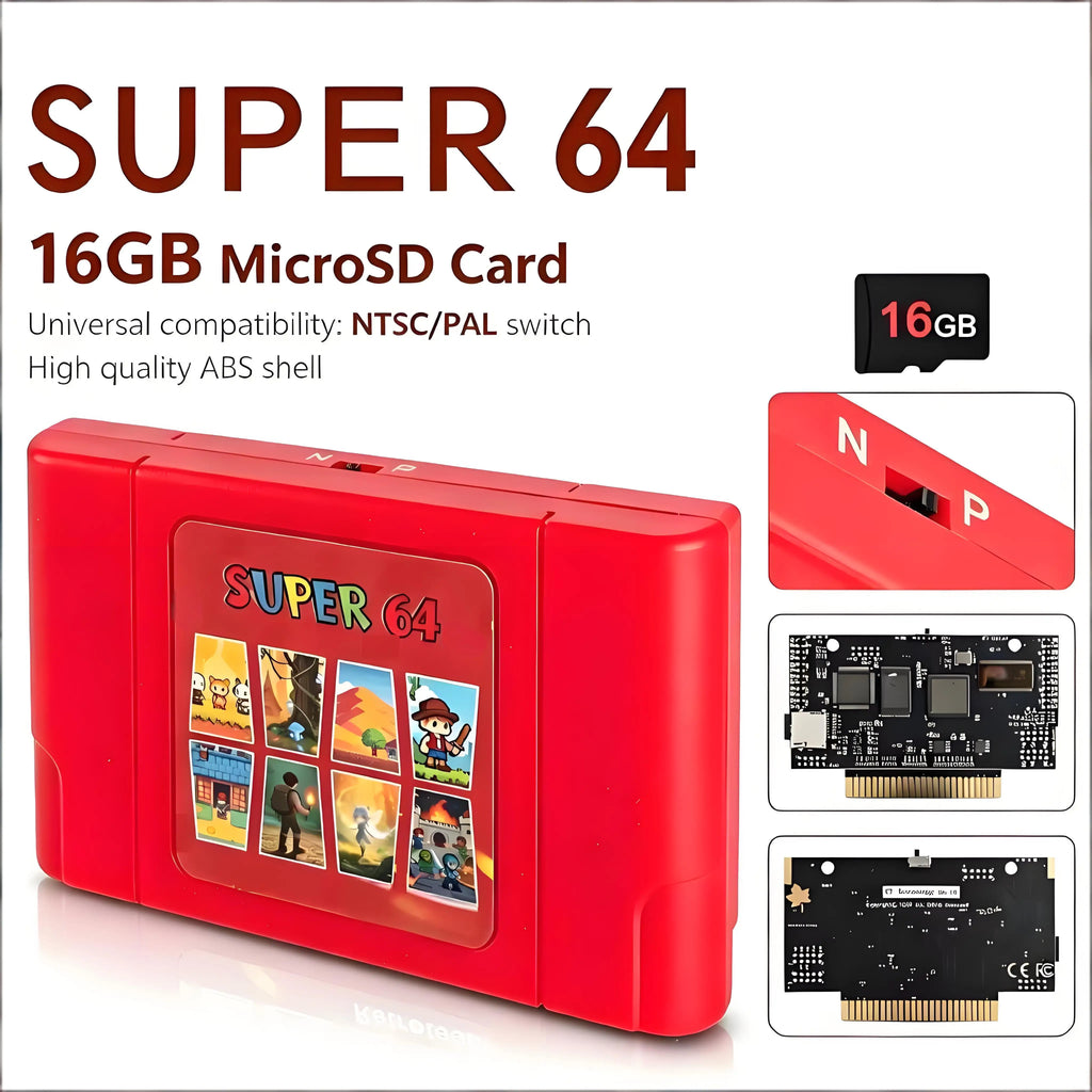 Super 64 340 in 1 N64 Game Cartridge with 16GB Micro SD Card