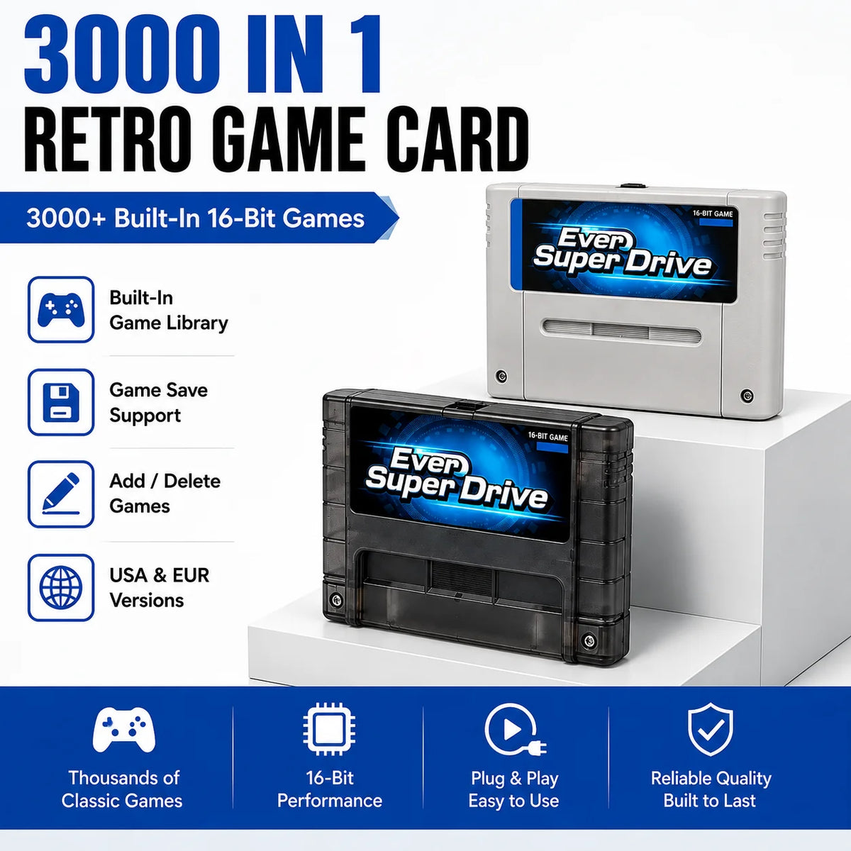 3000 In 1 Game Card With 8GB Micro SD Card Classic Game Cartridge For SNES NTSC PAL Video Game Console For Super Nintendo