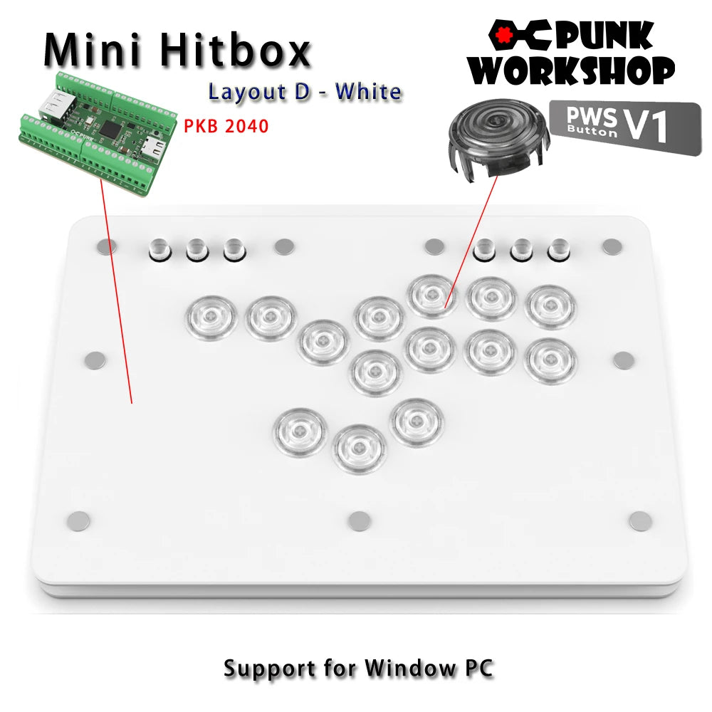 Punk Workshop Mini Hitbox V3 SOCD Fighting Stick for Switch/PC
