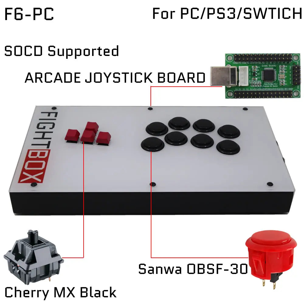 FightBox F1-F9 Sanwa Button Hitbox Arcade Fight Stick for PS4/PC