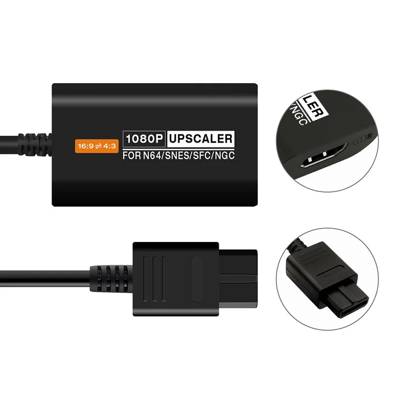 1080P Upscaler for N64/SNES/SFC/NGC HDMI Converter Support Aspect Ratio Switching 16:9 4:3