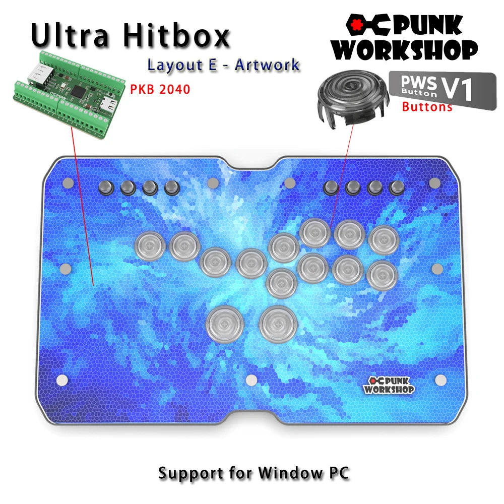 Punk Workshop Ultra BOX HitBox Controller SOCD Supported Fighting Stick for PC with PKB 2040 PWS V1 Mechanical Buttons