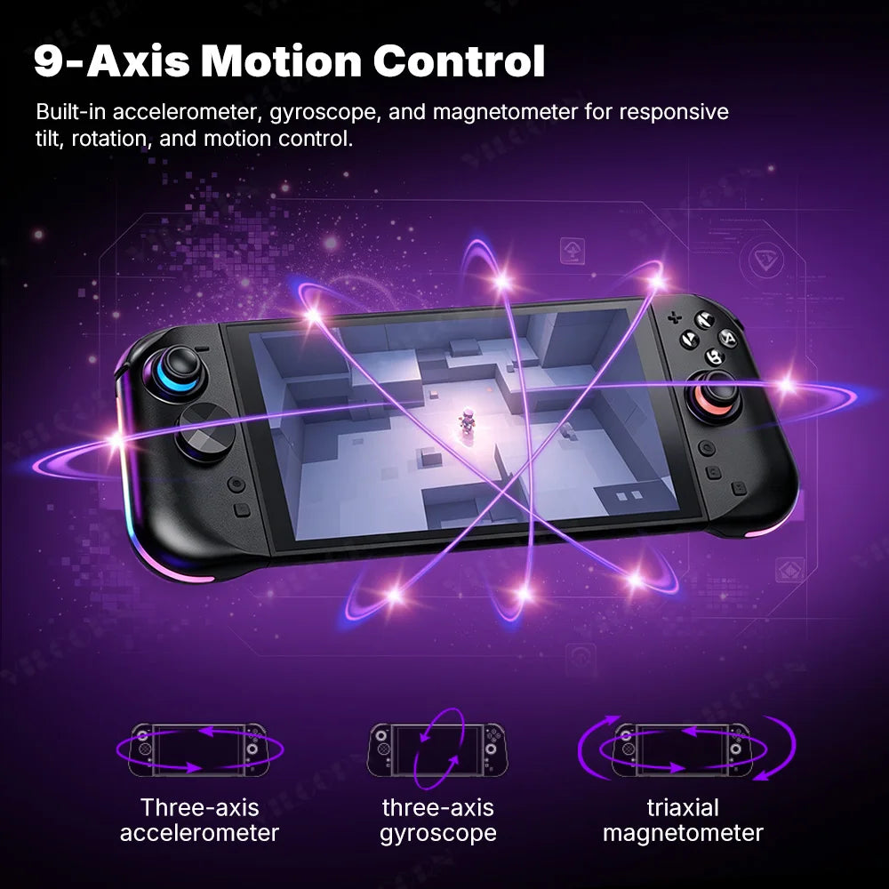 Wireless Gamepad for Switch2 RGB Magnetic L&R Joypad Controller Hall 3D Joystick 9-Axis Motion Turbo One-Key Wake Up Macro Key