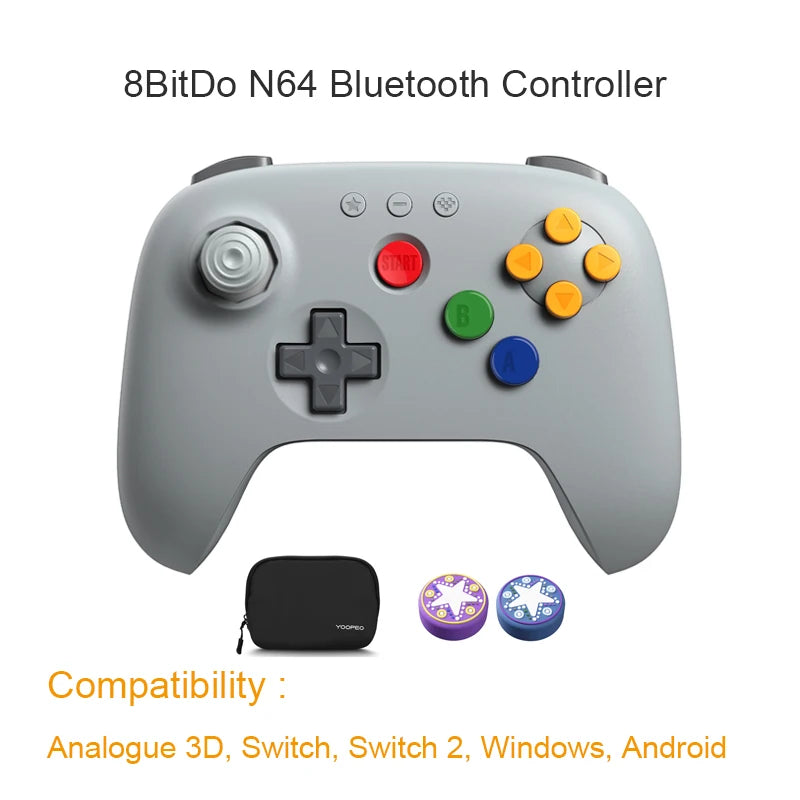8BitDo N64 Bluetooth Controller for Analogue 3D, Nintendo Switch, Switch 2, Gaming Joystick Gamepad for Windows and Android