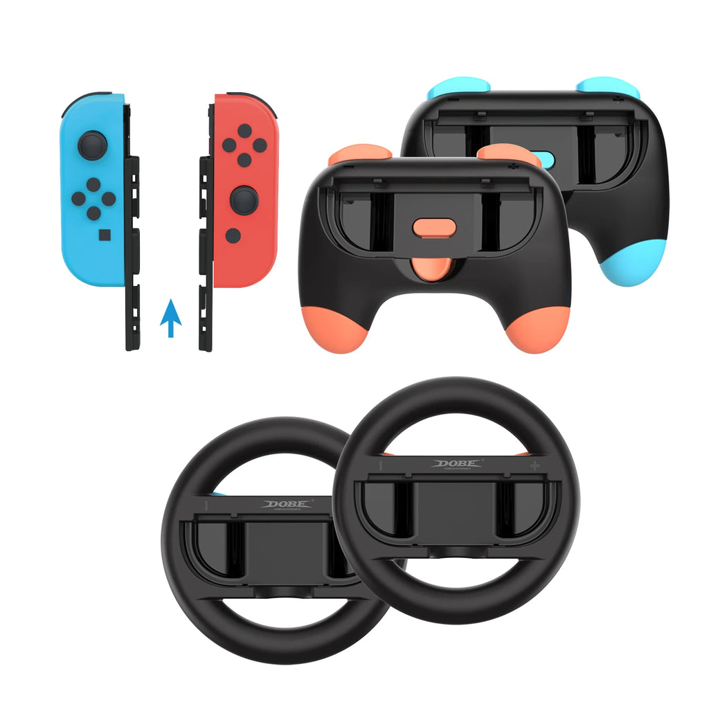 DOBE Nintendo Switch 2 Joy-Con Grip & Steering Wheel Kit, 4PCS