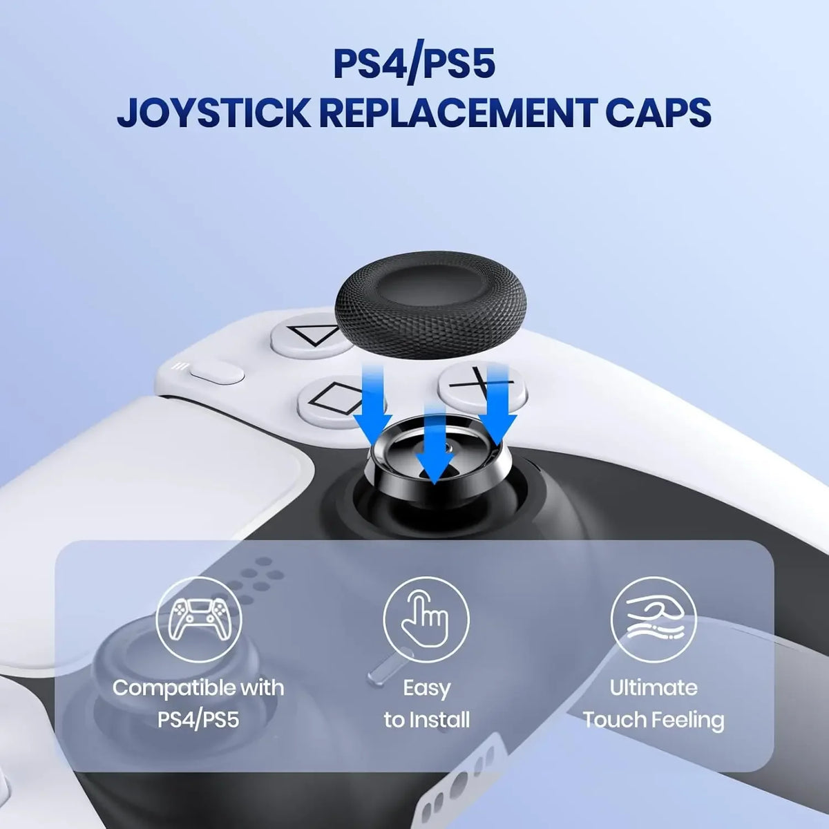 1-20Pair Joystick Replacement Grip Caps Anti-Slip Thumbstick Analog Stick Caps for PS5/PS4/Xbox 360 Series/8BitDo Controller