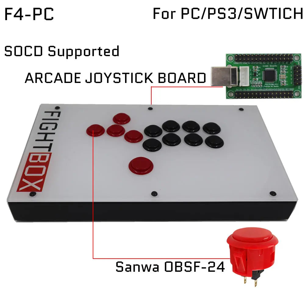 FightBox F1-F9 Sanwa Button Hitbox Arcade Fight Stick for PS4/PC