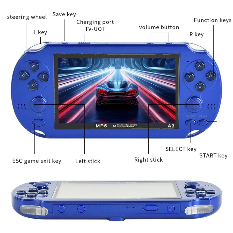 Retro Handheld Game Console for Kids, 4.3-Inch Screen, 8GB