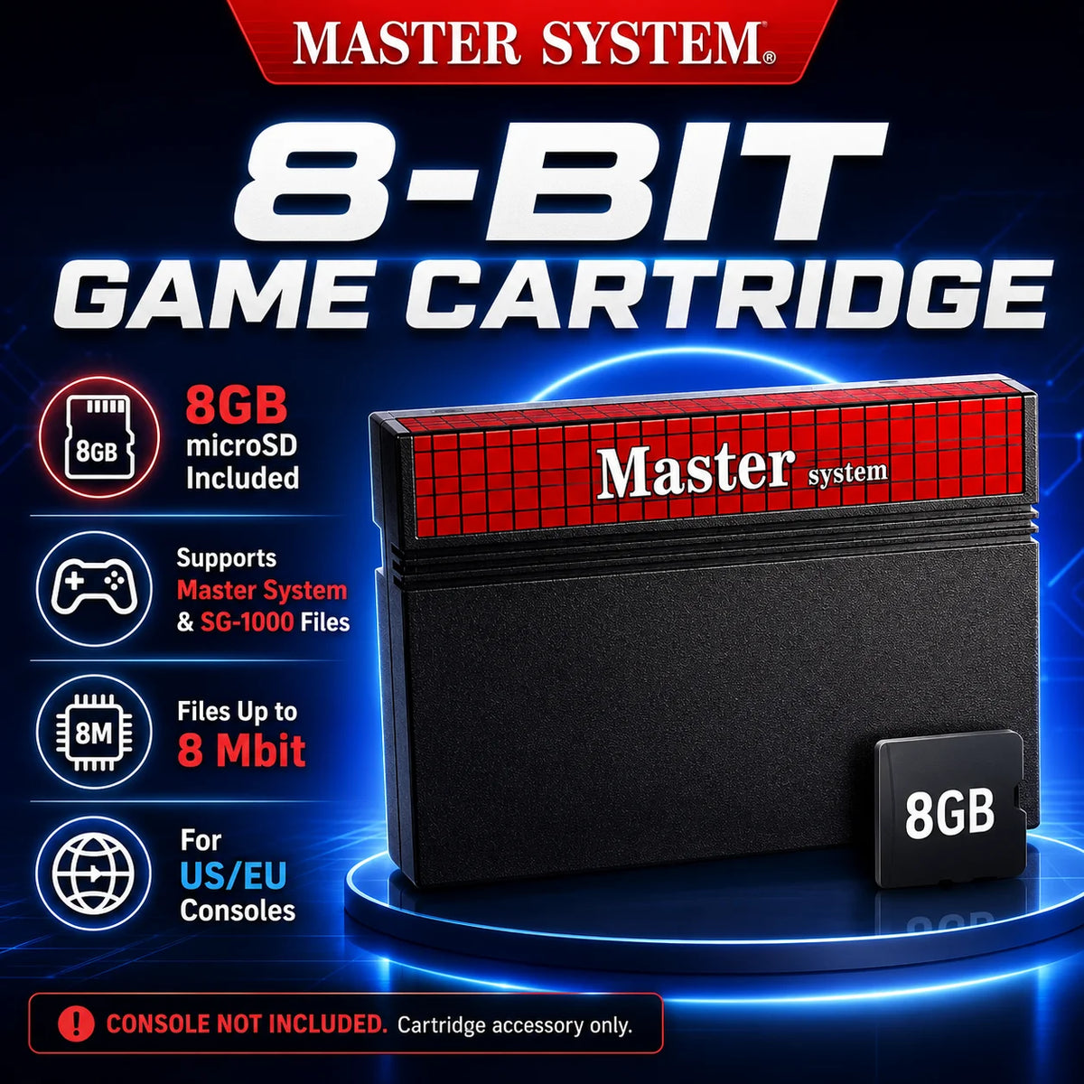 1400 in 1 Game Cartridge with 8GB MicroSD for Sega Master System