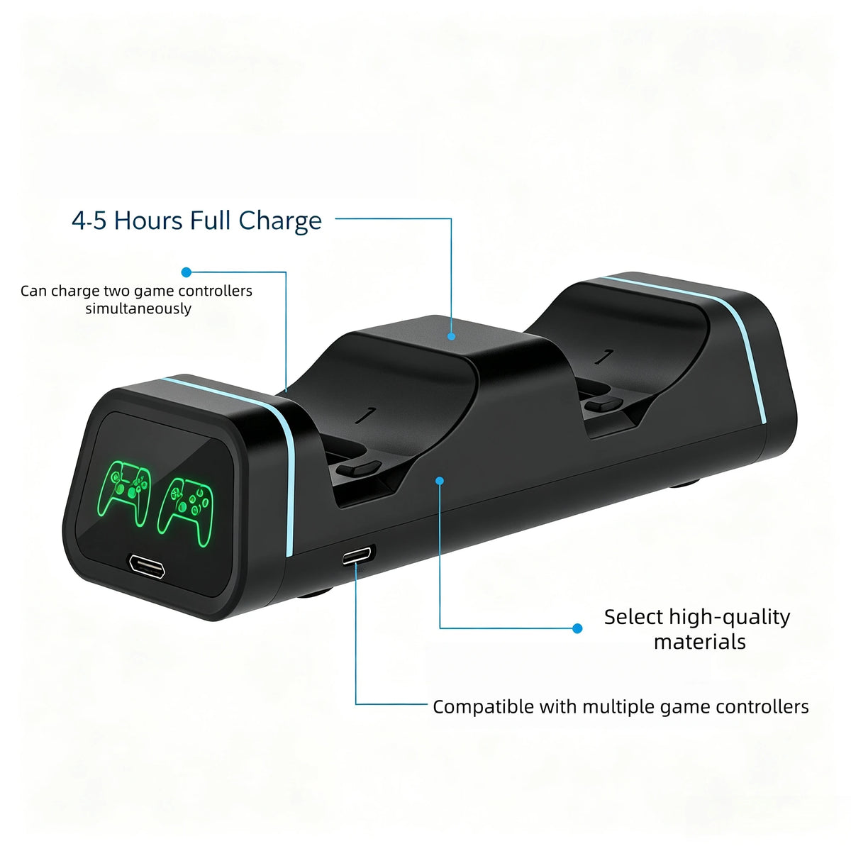 DOBE Dual Controller Charging Dock, Game Handle Charger Stand for Xbox Series X/S, PS5, Nintendo Switch Pro Controller