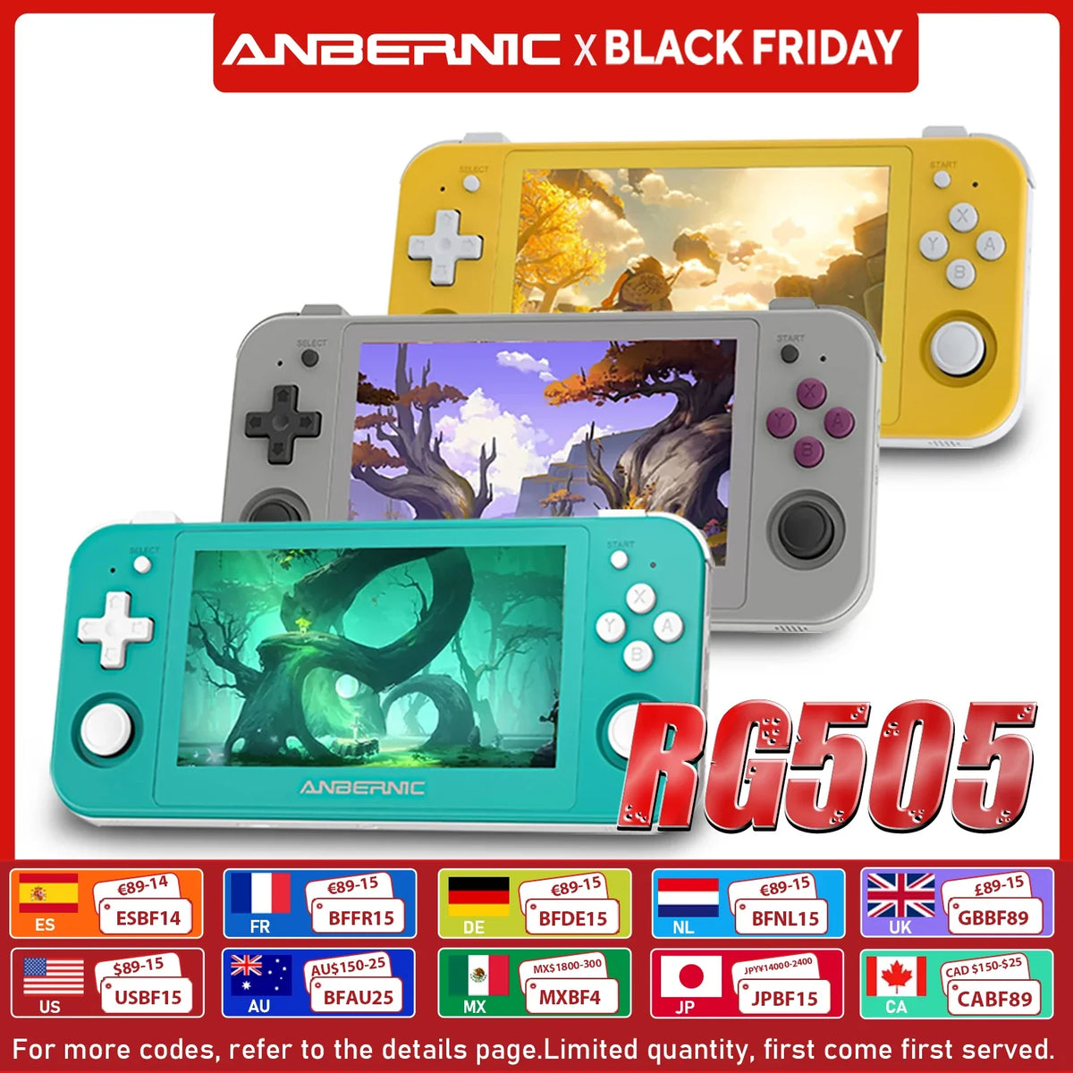 ANBERNIC RG505 Android 12 Handheld, 4.95 Inch OLED, Hall Sticks