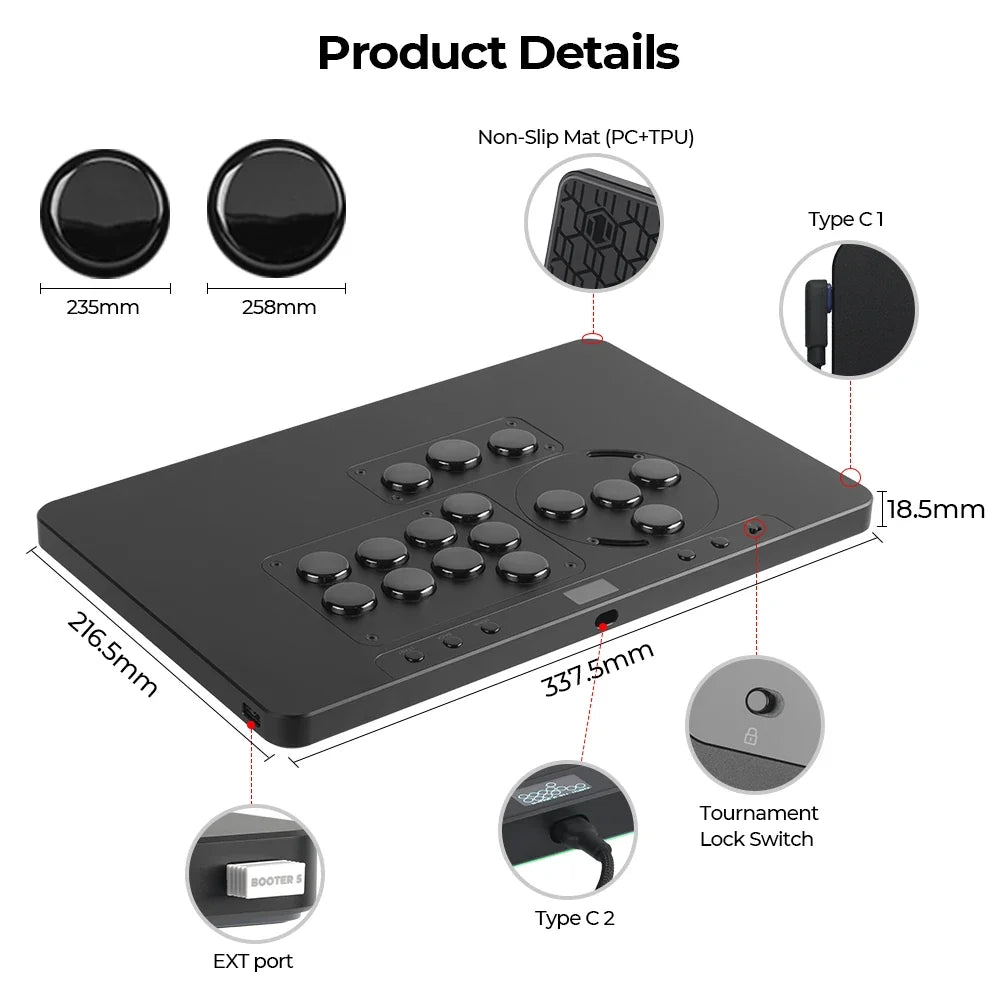 Haute42-COSMOX X Series Leverless Controller Replaceable Module Joystick Keyboard Arcade For PC/ Ps4 / Ps5 Switch Steam Hitbox