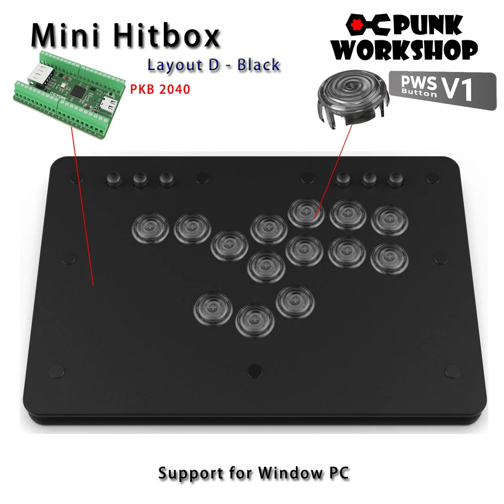 Punk Workshop Mini Hitbox V3 SOCD Fighting Stick for Switch/PC