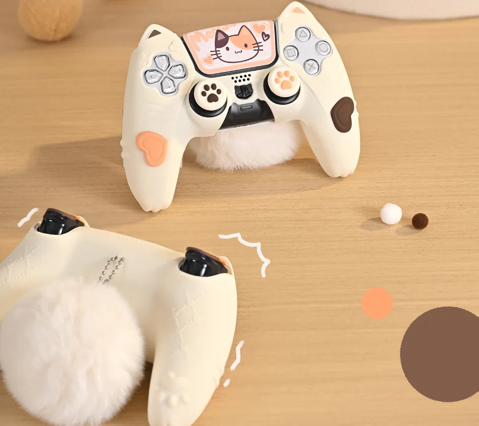 PS5 Controller Silicone Case, Cute Calico Cat Thumb Grip Caps