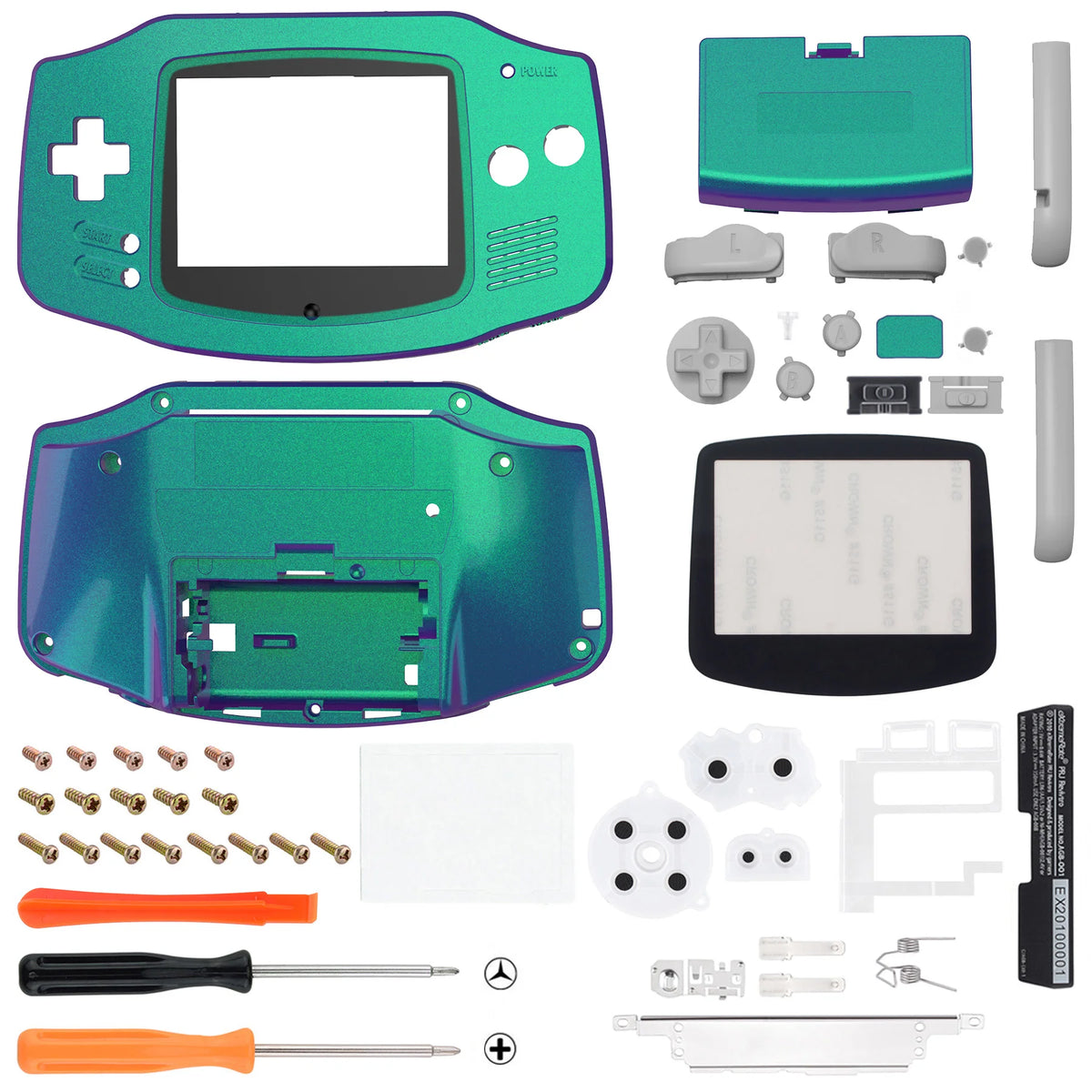 eXtremeRate IPS Ready GBA Shell - Chameleon Green Purple