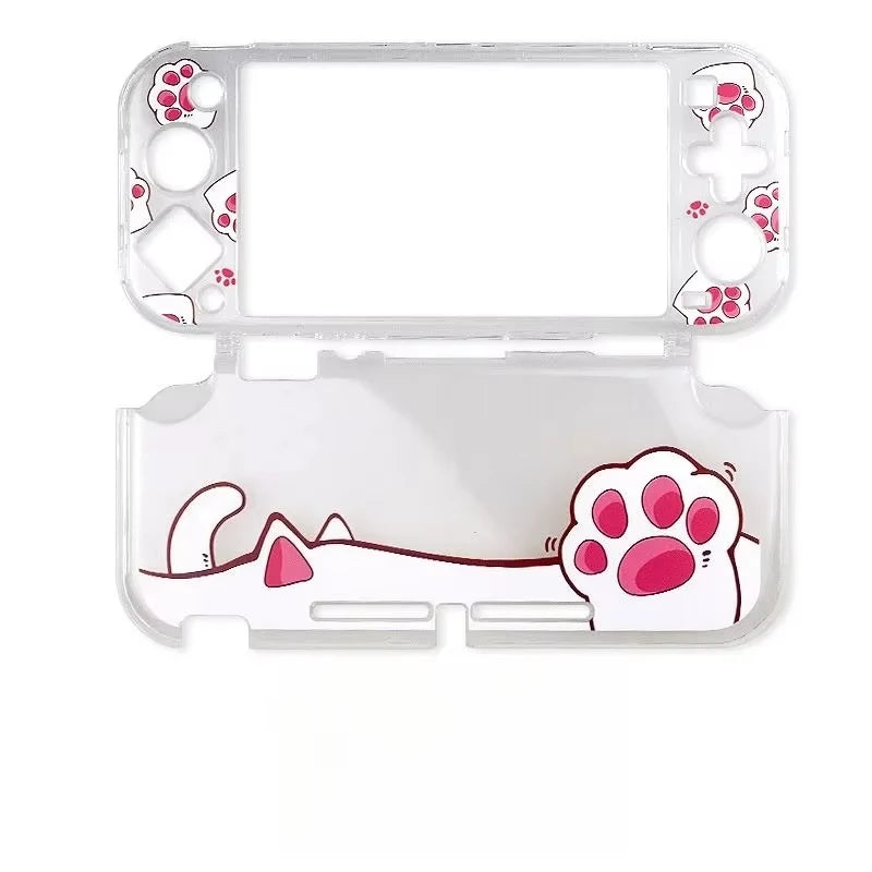 Hard PC Clear Anti-Shock Split Cover Cat-Pad Pattern Joycon Protective Case for Nintendo Switch Lite Console Shell Accessories