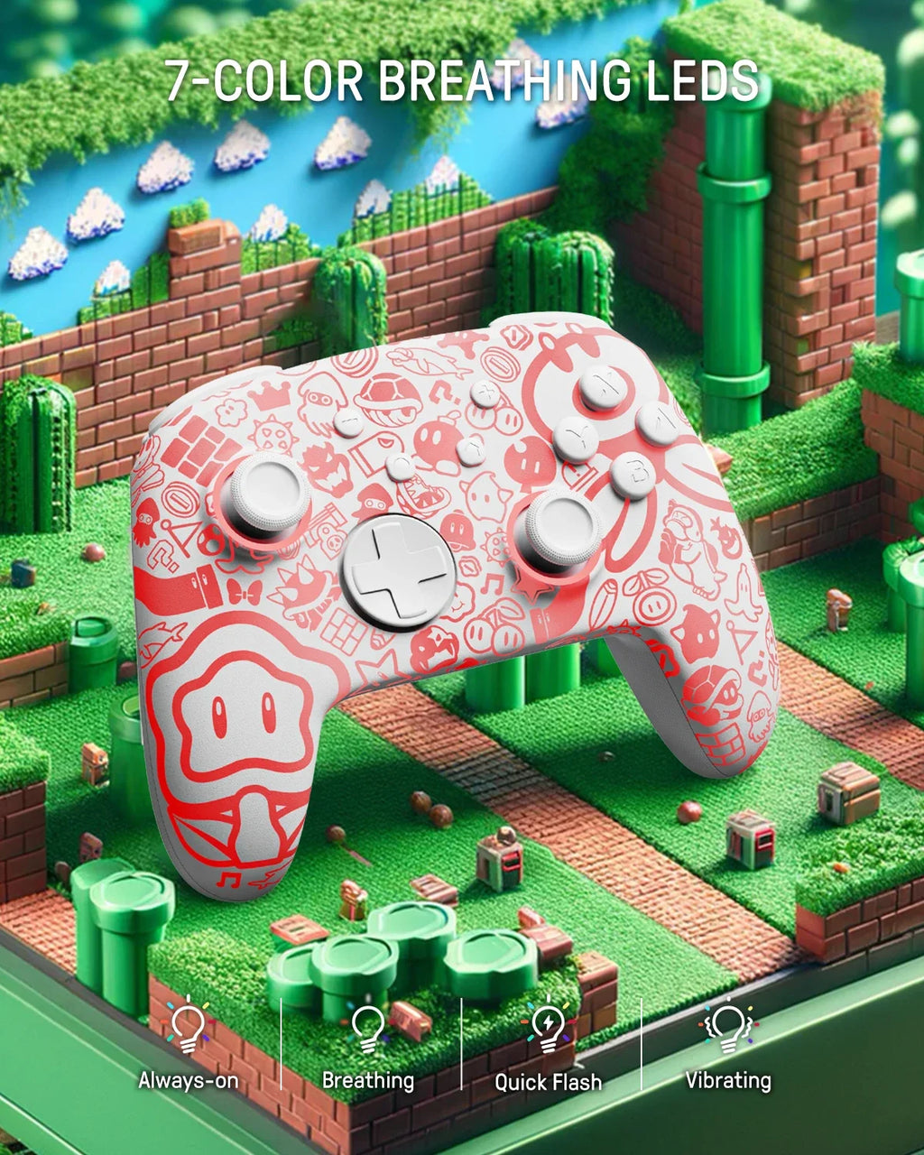 FUNLAB Luminous Pro Controller for Nintendo Switch, 7 LED Colors