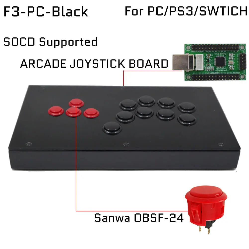 FightBox F1-F9 Sanwa Button Hitbox Arcade Fight Stick for PS4/PC
