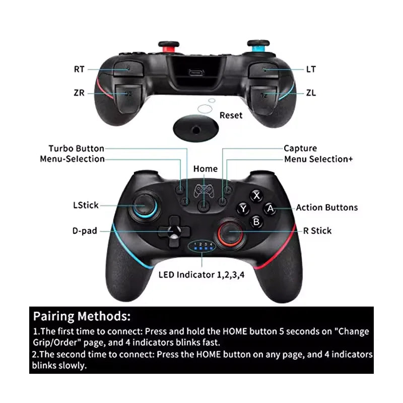 USB Bluetooth Wireless Control for Nintendo Switch & OLED Lite PC Controller Gamepad Computer Joystick Game Pad Command Trigger