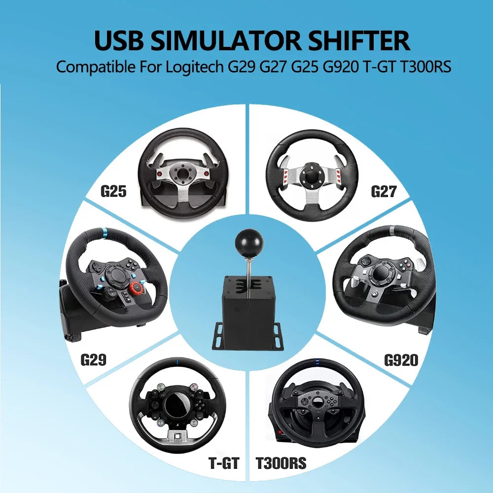 PC USB H Gear Shifter For Logitech G27 G29 G25 G920 For Thrustmaster T300RS/GT Shift Knob For ETS2 Simracing Racing Game