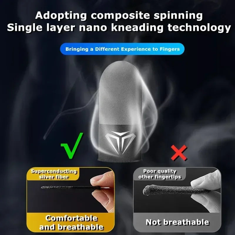 1/2 Pairs Mobile PUBG Game Silver Fiber Fingertip Gloves Sweatproof Anti-slip Touch Screen Gaming Breathable Finger Sleeve Cover