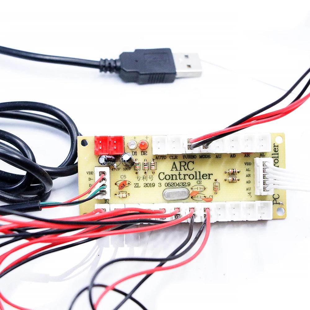 Arcade DIY Kit 8-Way Joystick Buttons USB Encoder, 1P/2P for PC