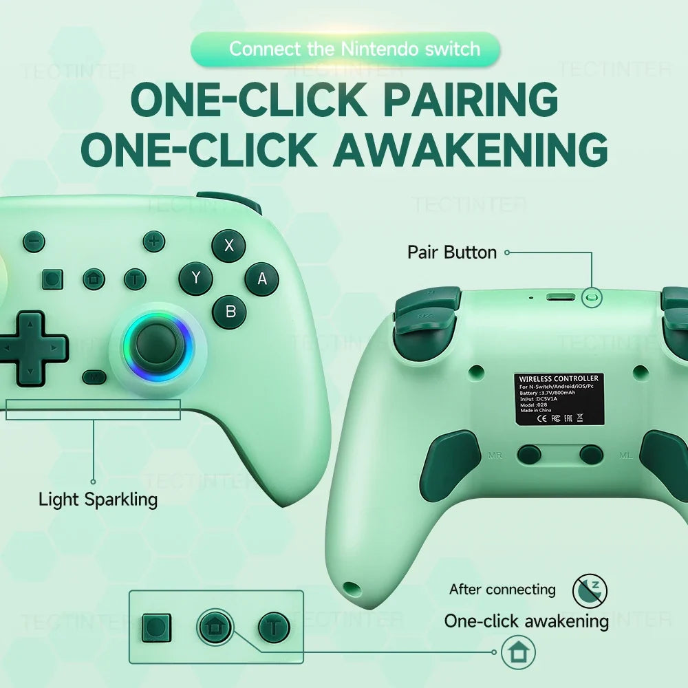 RGB Hall Effect Wireless Controller for Nintendo Switch with Turbo