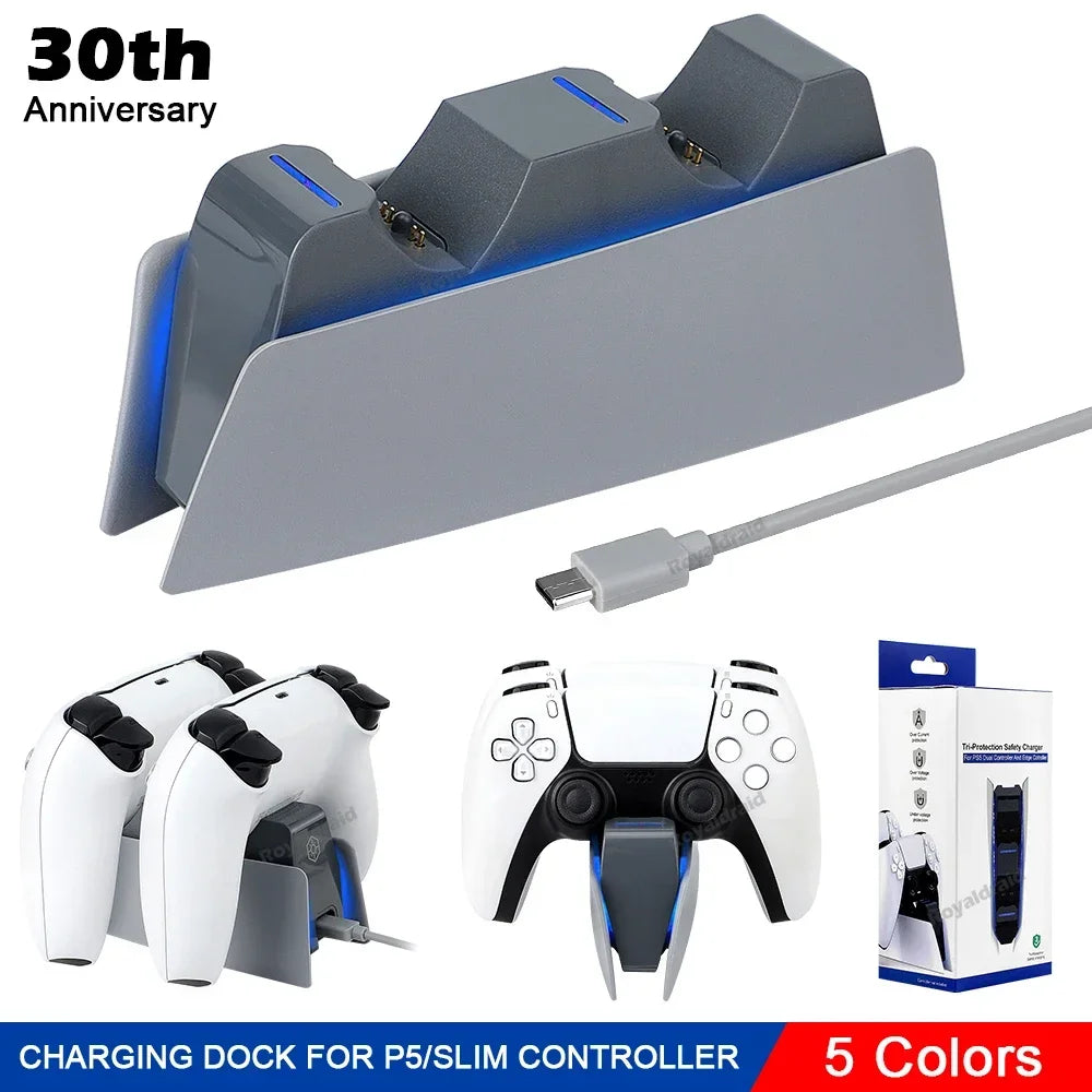 5 COLORS For PS5 Controller Charging Dock Dual Fast Charger Station for PS5 Type-C & PS5 Edge Game Controller w LED Indicator