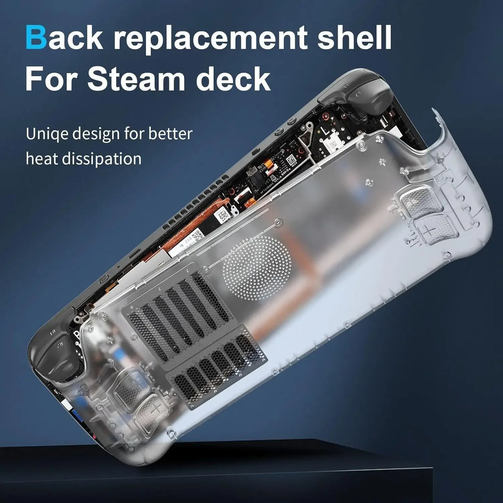 For SteamDeck Hard Shell Back Cover Transparent Cooling ABS+PC Case with Installation Kit Drop-proof Heat-dissipating Dust-proof