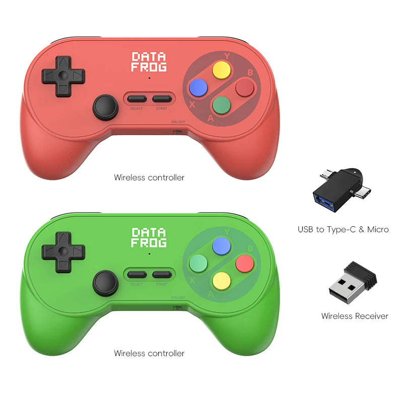Data Frog PC07 Classic Style Wireless Game Controller, Dual Receiver, Retro Gamepad for PC DInput, Android TV, Arcade Gaming