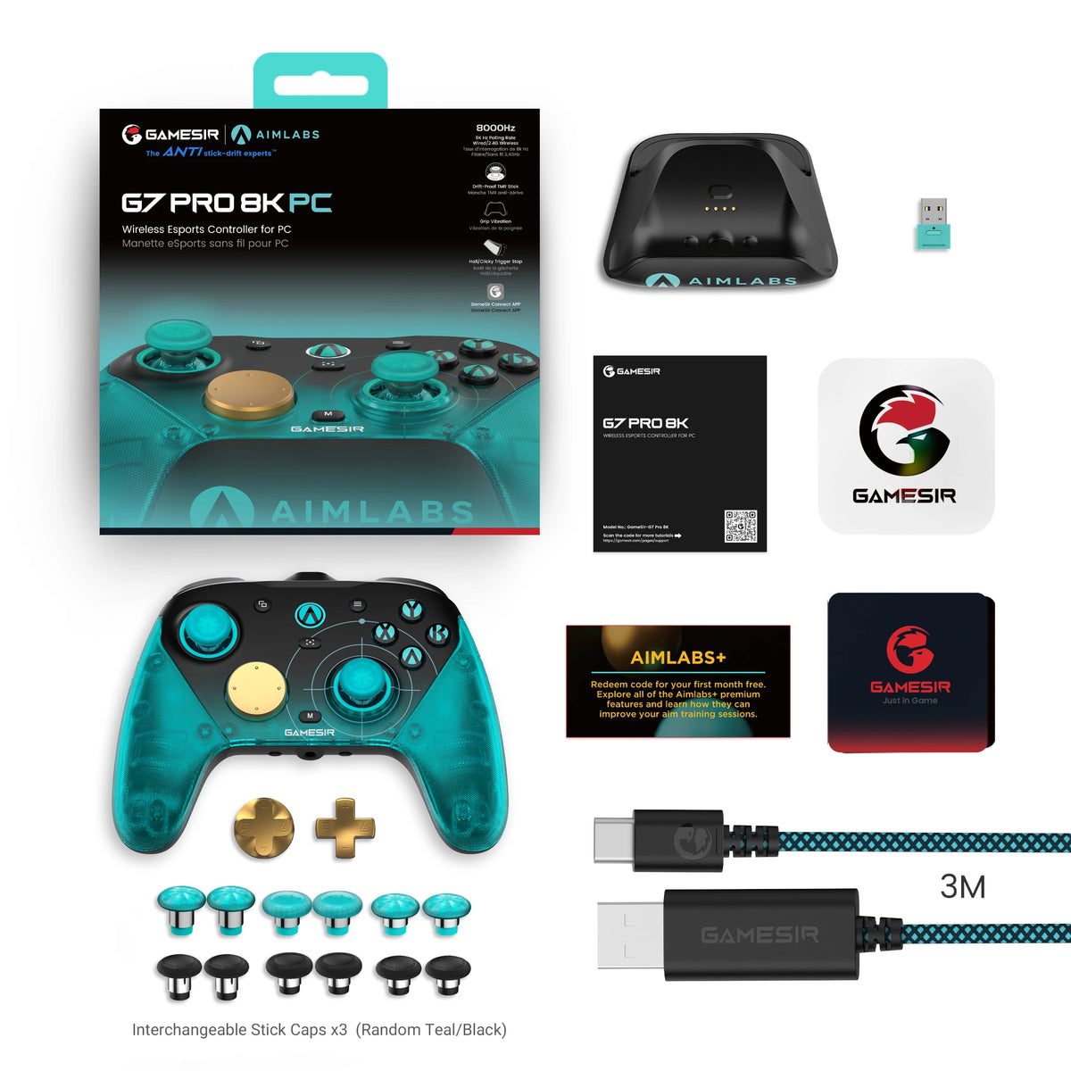 GameSir G7 Pro 8K Aimlabs Edition Hall Effect Wireless Controller for Nintendo Switch 2, Wireless Gamepad with Charging Station