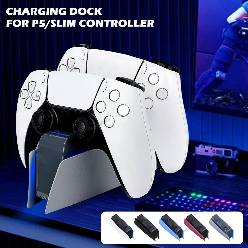 5 COLORS For PS5 Controller Charging Dock Dual Fast Charger Station for PS5 Type-C & PS5 Edge Game Controller w LED Indicator