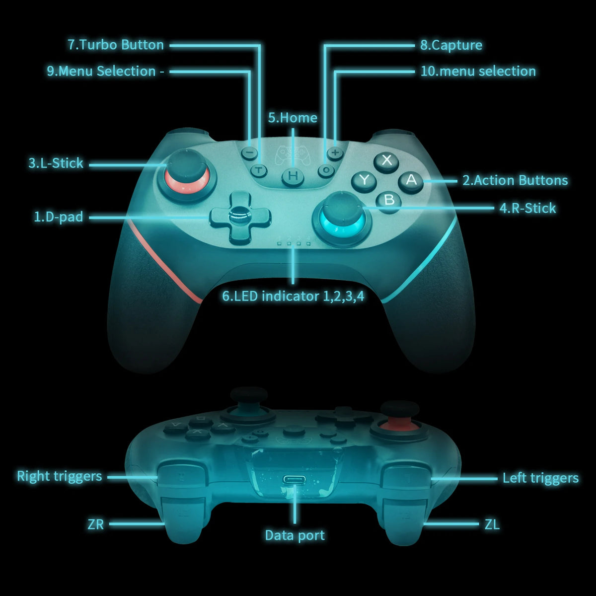 Bluetooth Wireless Gamepad for Switch/OLED/Lite & PC