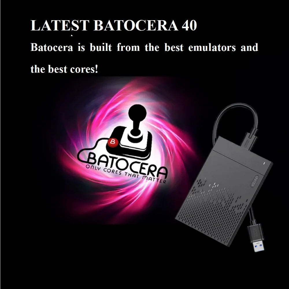 500G Batocera 40 HDD for Windows PC, 13000+ Games, PS2/PS3 Emulators